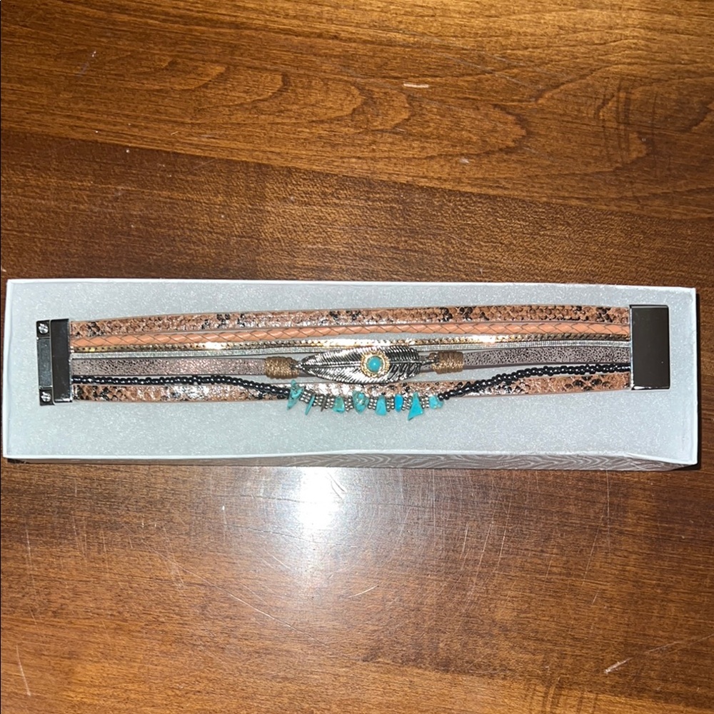 Brown and Turquoise Beaded Bracelet
